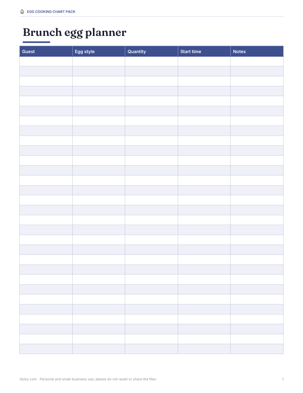 Preview of Printable Egg Brunch Planner